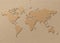 Vector World map Brown Cardboard