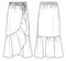 Vector wrapped long skirt technical drawing
