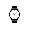 Vector wrist watch icon. Wristwatch hand clock illustration for men. Swiss flat watch