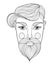 Vector xentangle Portrait of Man face with Mustache and beard fo