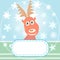 Vector Xmas card with Rudolph the Reindeer