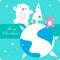 Vector xmas dancing Polar Bear