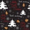 Vector xmas seamless pattern. Include pine cone, tree with toys.