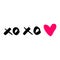 Vector xoxo with pink heart isolated on white background