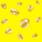 Vector yellow background from a set of gold thimbles
