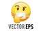 Vector yellow considering face with right hand flat icon with mask