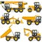 Vector Yellow Construction Machinery Set 2