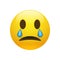 Vector yellow crying emoticon with opened eyes