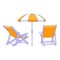 Vector yellow deck chairs under beach umbrella