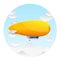Vector yellow dirigible balloon and clouds