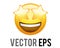 Vector yellow exciting laughing, smiling face flat icon with star eyes