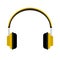 Vector yellow headphones icon on white background.Headphones logo and symbols