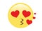 Vector yellow kissing face with heart eyes flat icon