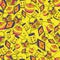 Vector Yellow lantern festival doodle background pattern