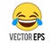 Vector yellow laughing, smiling face flat icon with blue crying tears