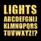 Vector yellow neon lamp letters font show casino or theater