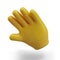 Vector yellow outstretched hand, open palm in plasticine style