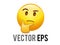 Vector yellow pondering, thinking or deep in thought face with index finger resting