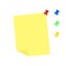 Vector of a yellow post-it and colorful pins