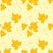 Vector yellow seamless pattern with outline falling golden leaves in doodle flat style. Autumn backgrounds and textures