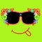 Vector yellow smiley face in fashionable glasses