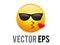 Vector yellow smiley kissing face with sunglasses heart icon