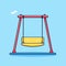 Vector of a yellow swing against a vibrant blue backdrop