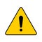 Vector yellow triangular hazard warning symbol.