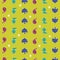 Vector yellow vertical aquatic seamless pattern background