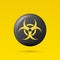 Vector Yellow Warning, Danger Biohazard Sign, Black Button Badge Icon Isolated. Radioactive Warning Symbol. Circle
