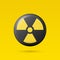 Vector Yellow Warning, Danger Nuclear Sign, Black Button Badge Icon Isolated. Radioactive Warning Symbol. Circle, Round