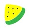 Vector yellow watermelon slice. A simple illustration for children. cute piece of fruit for logo and design