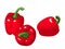 vector yhree red bell peppers.