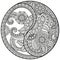 Vector Yin-Yang symbol. Coloring book for adult in Oriental style with flowers and ethnic floral ornaments. Circular