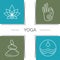 Vector yoga illustration. Set of linear yoga icons, yoga logos in outline style.