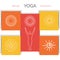 Vector yoga illustration. Set of linear yoga icons, yoga logos in outline style.