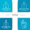 Vector yoga illustration. Set of linear yoga icons, yoga logos in outline style.