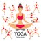 Vector yoga illustration set Women Sketch asana Girl Healthy lifestyle