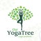 Vector yoga logo concept. tree position insignia design. Wellness center illustration.