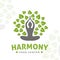 Vector yoga tree logo concept. Harmony insignia design. Wellness center illustration.
