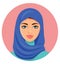 Vector - young beautiful arab woman in a blue hijab