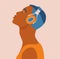 Vector of a young man listening to the music with headphones