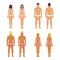 Vector young woman and guy in underwear. Body templates