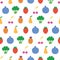 Vector Yummy Fruit Veggies Seamless Pattern