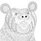 Vector zentangle bear head for adult anti stress coloring pages