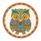 Vector zentangle owl illustration. Ornate patterned bird.