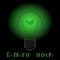 Vectorial image on theme - Earth hour. Abstract image of a light bulb with leaves instead of a filament with green glow on a black