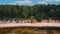 Veczemju Cliffs Red Rocks, Latvia. Red Sandstone Cliff by the Baltic Sea Coast of Vidzeme