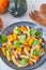 Vegan autumn pasta with pumpkin and black beans