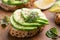 Vegan avocado toast with hemp seeds